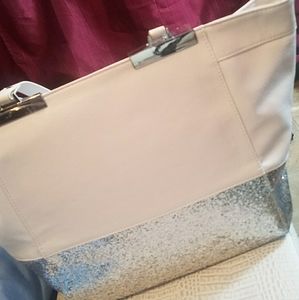 White tote glitter purse